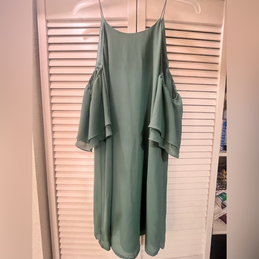 Sage off the shoulder dress